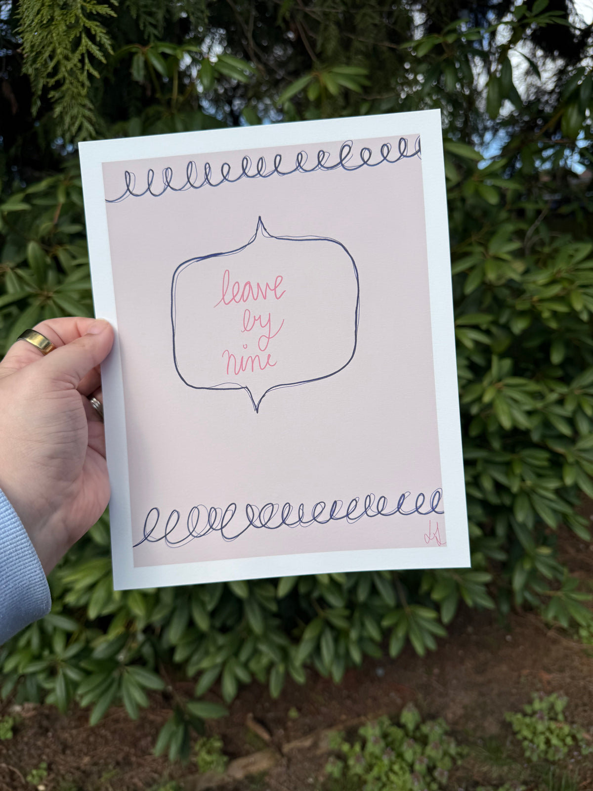 8x10 Whimsy Art Print ‘leave by nine' on matte paper