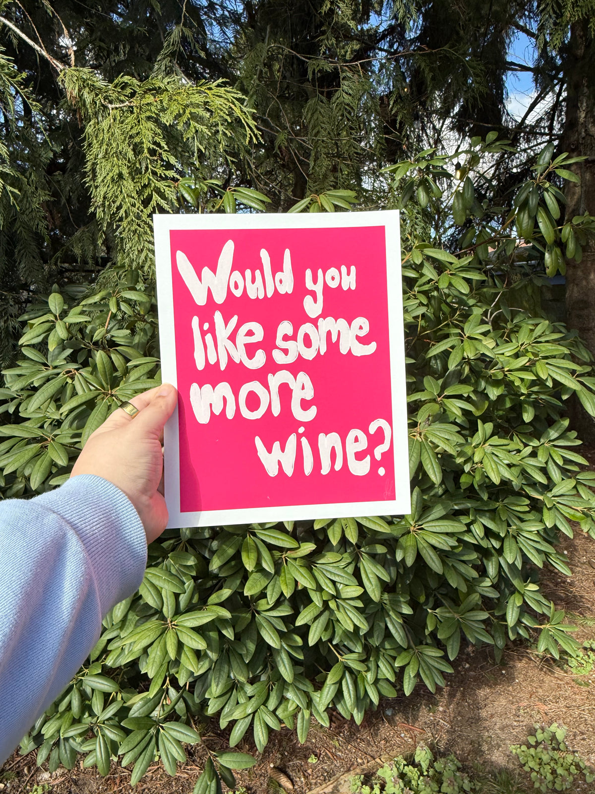 8x10 Bright Whimsy Art Print ‘would you like some more wine?' on matte paper